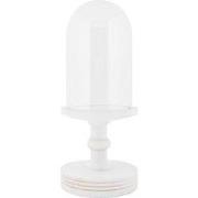Clayre & Eef Glazen Stolp Ø 17x40 cm Wit Hout