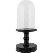 Clayre & Eef Glazen Stolp Ø 17x40 cm Zwart Hout