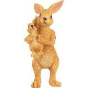 Clayre & Eef Decoratie Beeld Konijn 4x4x8 cm Bruin Kunststof