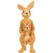 Clayre & Eef Decoratie Beeld Konijn 4x4x8 cm Bruin Kunststof