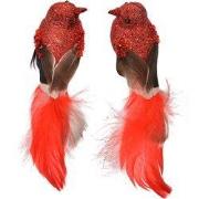 Clayre & Eef Decoratie Vogels 16x5x5 cm Rood Kunststof