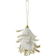 Clayre & Eef Decoratie Hanger Bloem 14x11x7 cm Wit Veren