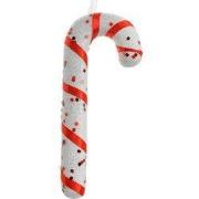 Clayre & Eef Kersthanger Zuurstok 17 cm Wit Rood Kunststof