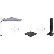 Zweefparasol Hawaii S - met voet en hoes - Lichtgrijs - 250 x 250 cm