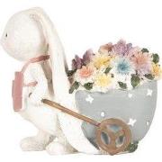 Clayre & Eef Decoratie Beeld Konijn 11x6x10 cm Wit Kunststof