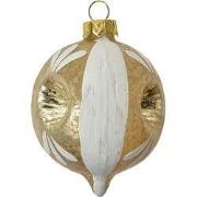 Clayre & Eef Kerstbal Ø 5x7 cm Grijs Wit Glas