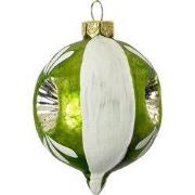 Clayre & Eef Kerstbal Ø 5x7 cm Groen Wit Glas