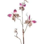 Clayre & Eef Decoratie Tak 85 cm Roze Metaal Vlinders