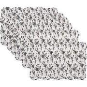 Clayre & Eef Placemats Set van 6 48x32 cm Wit Polyester Bloemen