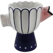 Vase - Fish- Dolomite -Blue/White/Pink -21x13.5x18cm