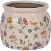 Clayre & Eef Bloempot Ø 16x13 cm Beige Keramiek Bloemen