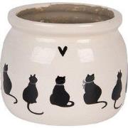 Clayre & Eef Bloempot Ø 12x10 cm Beige Keramiek Katten