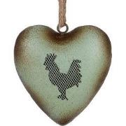 Clayre & Eef Decoratie Hanger Hart 14x5x14 cm Groen Metaal Haan