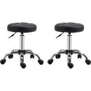 2 stuks Ergonomische Rolkruk Hoogte Verstelbaar 51-67cm - Zwart