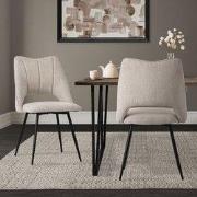 Eetkamerstoel set van 2 Beige gestoffeerd incl. montagemateriaal Gesto...