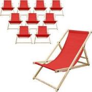 houten klapstoel 3 ligposities tot 120 kg rood