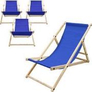 Set van 4 opvouwbare ligstoel donkerblauw hout verstelbare rugleuning ...