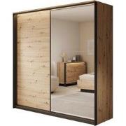 Meubella - Kledingkast Quarry - Eiken - 220 cm - Met spiegel