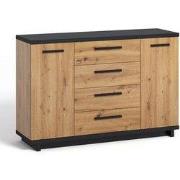 Meubella - Dressoir Incala - Eiken - Zwart - 135 cm