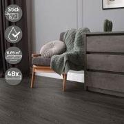 3x Deluxe PVC klevende vinyl vloerbedekking voor 2,23 m² donkergrijs e...