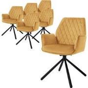 Eetkamerstoel set van 6 draaibaar met rugleuning en armleuningen moste...