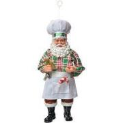 Clayre & Eef Kersthanger Kerstman 17 cm Wit Textiel
