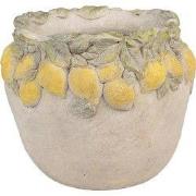 Clayre & Eef Bloempot Ø 22x19 cm Beige Steen Citroenen