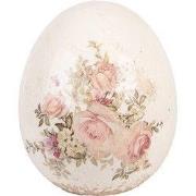 Clayre & Eef Decoratie Ei Ø 14x16 cm Beige Keramiek