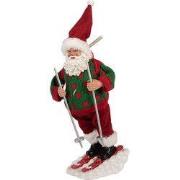 Clayre & Eef Kerstdecoratie Beeld Kerstman 13x10x28 cm Rood Textiel