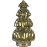 Clayre & Eef Kerstdecoratie Beeld Kerstboom Ø 15x27 cm Groen Glas