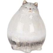 Clayre & Eef Decoratie Beeld Kat 14x13x18 cm Grijs Keramiek