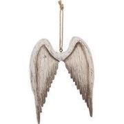 Clayre & Eef Decoratie Hanger Vleugels 21x3x28 cm Wit Bruin Hout