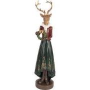 Clayre & Eef Decoratie Beeld Hert 9x8x37 cm Bruin Kunststof