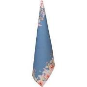 Clayre & Eef Theedoek 50x70 cm Blauw Katoen Bloemen