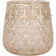 Clayre & Eef Waxinelichthouder Ø 10x10 cm Roze Glas