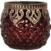 Clayre & Eef Waxinelichthouder Ø 9x8 cm Rood Glas