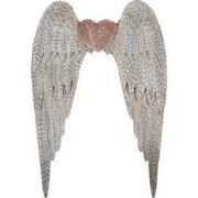 Clayre & Eef Wanddecoratie Vleugels 79x6x113 cm Grijs Metaal