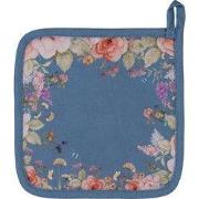 Clayre & Eef Pannenlap 20x20 cm Blauw Katoen Bloemen