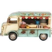 Clayre & Eef Decoratie Beeld Bus 26x14x14 cm Beige Blauw Metaal