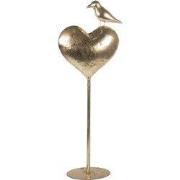 Clayre & Eef Decoratie Beeld Hart 24x11x68 cm Goudkleurig Metaal