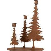 Clayre & Eef Kandelaar 14x14x26 cm Bruin Metaal