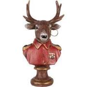 Clayre & Eef Decoratie Beeld Hert 10x8x19 cm Bruin Rood Kunststof