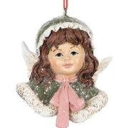 Clayre & Eef Kersthanger Engel 7x7x7 cm Groen Kunststof