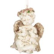 Clayre & Eef Kersthanger Engel 5x4x6 cm Beige Kunststof