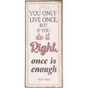 Clayre & Eef Tekstbord 13x30 cm Beige Metaal