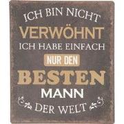 Clayre & Eef Tekstbord 13x15 cm Zwart Bruin IJzer