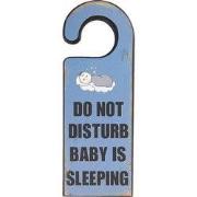 Clayre & Eef Tekstbord 11x30 cm Blauw Zwart Hout