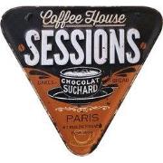 Clayre & Eef Tekstbord 40x37 cm Zwart Bruin IJzer