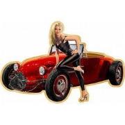 Clayre & Eef Tekstbord 41x27 cm Rood IJzer Auto