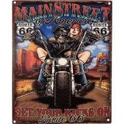 Clayre & Eef Tekstbord 20x25 cm Bruin Blauw IJzer Motor